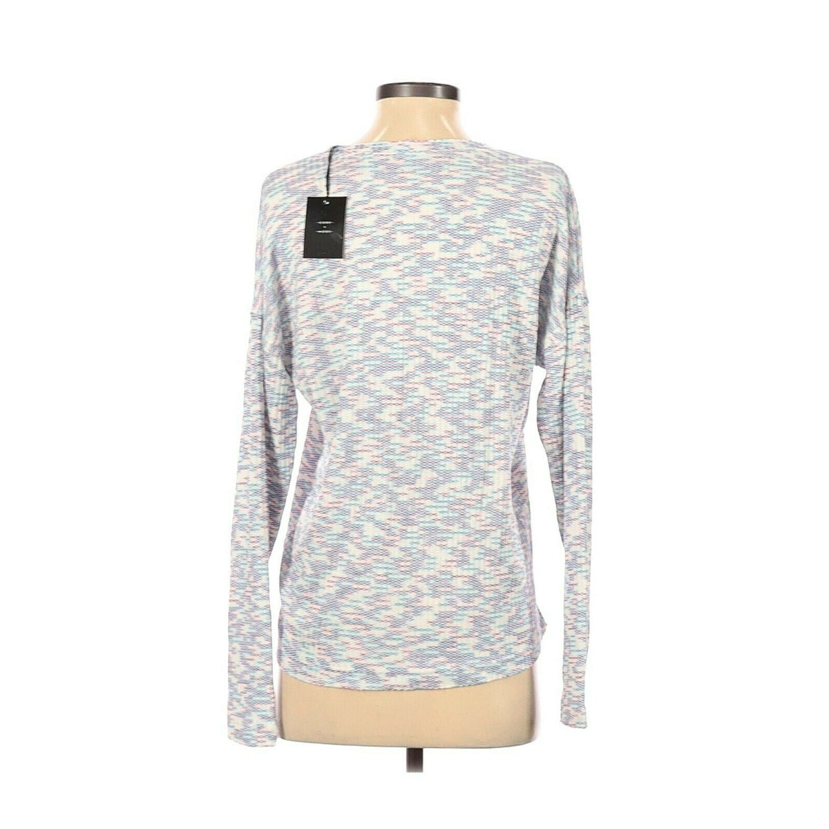 Code x Mode Boho Pullover Sweater Long Sleeve V-Neck Color Blocked Blue Size XS