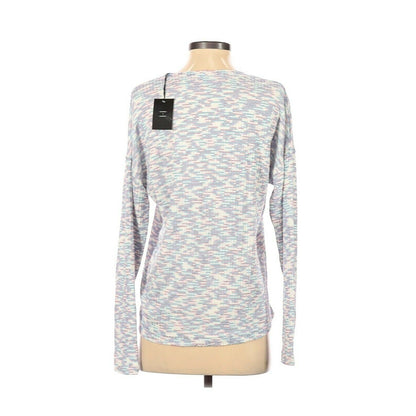 Code x Mode Boho Pullover Sweater Long Sleeve V-Neck Color Blocked Blue Size XS