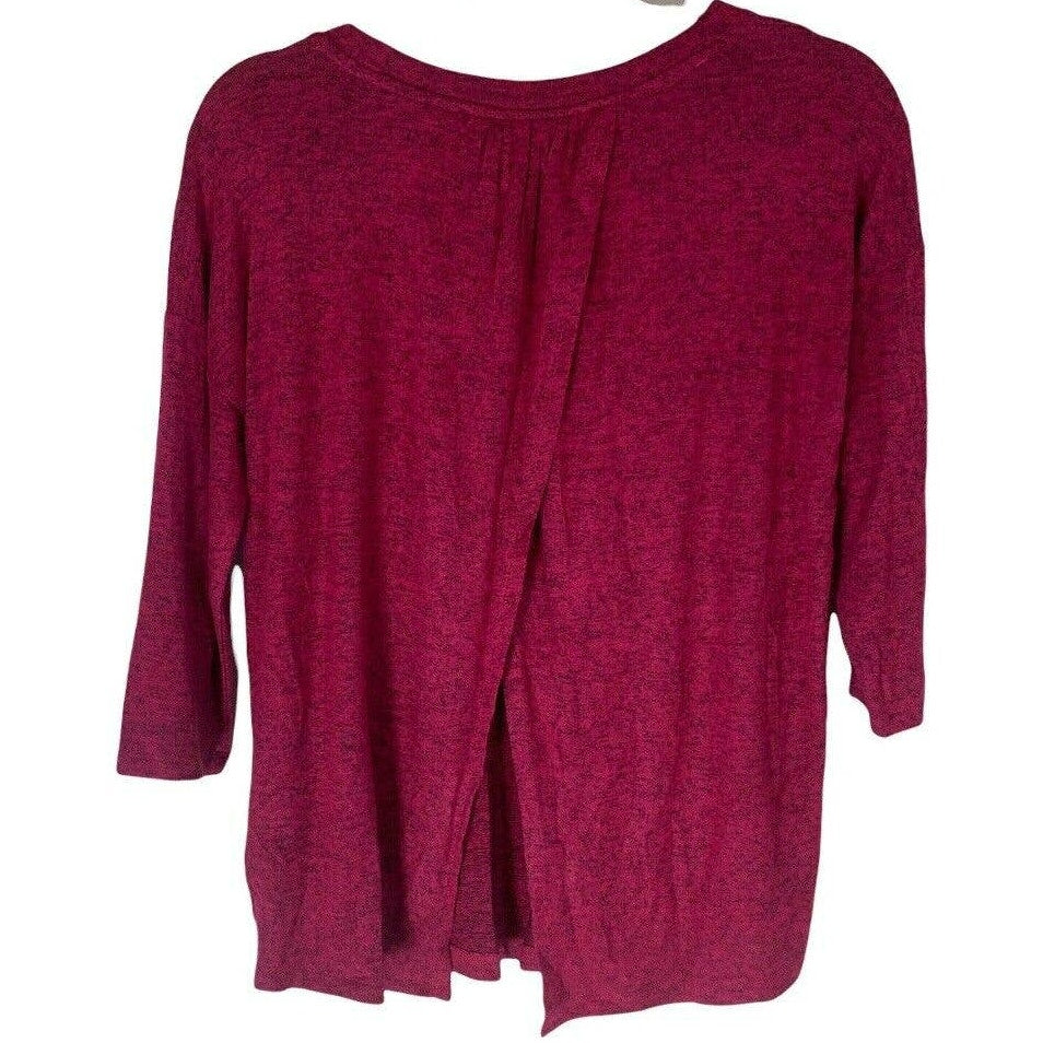 Bobeau Crisscross Split Back 3/4 Sleeve Top Sz XS/Extra Small Red Bud NWT