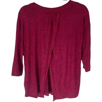 Bobeau Crisscross Split Back 3/4 Sleeve Top Sz XS/Extra Small Red Bud NWT