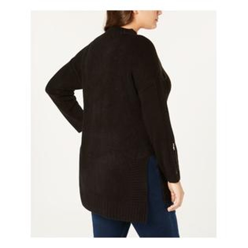 One A Long Sweater Tunic Women's Plus 1x NEW Black Hi-Lo Hem Long Sleeve Stylish