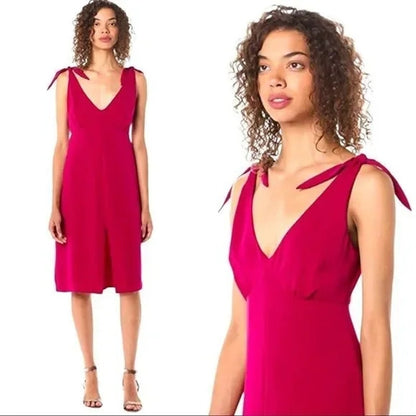 Cupcakes and Cashmere Women's Dress Size 4 Vibrant Fuchsia NEW V-Neck Empire