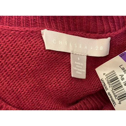 Chelsea 28 Cozy Soft High/Low Crew Neck Sweater Size Small in Burgundy Berry NWT