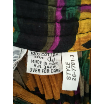 Just Class Abstract Pleated Skirt Drawstring Waist Multicolor Large boho