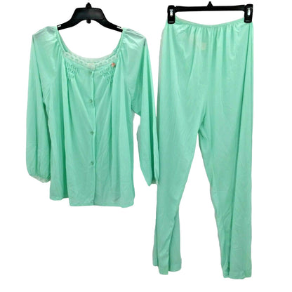 Sears VINTAGE 2 Pc. Set Pajama Size Medium Button Front Top Elastic Waist Pant