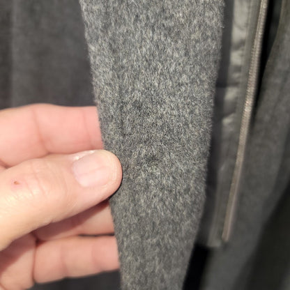 G Gallery Gray Melange Wool Coat Jacket Hooded Size Medium Lined NEW DAMAGED
