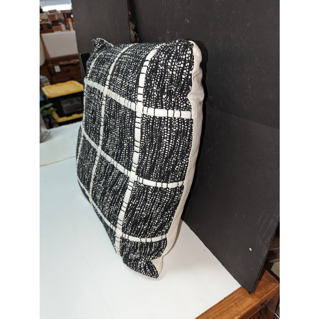 Kensington Garden SMall World Black and White Decorative Cotton Pillow 20x20 NEW