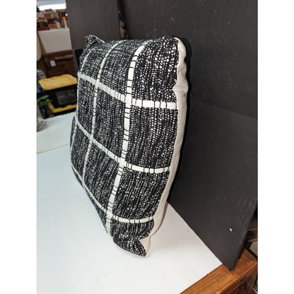 Kensington Garden SMall World Black and White Decorative Cotton Pillow 20x20 NEW