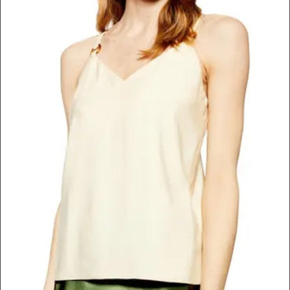 Topshop NTW Light Yellow Tilda Ring Camisole Top Size 8