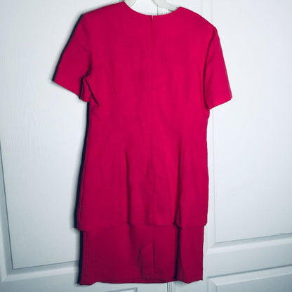 Studio I Vintage 1980s High Low Tunic Dress Short Sleeve Scoop Neck Back Zip 14
