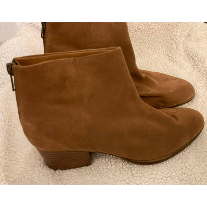 Seychelles Floodplain Suede Chunky Heel Back Zip Ankle Boots Sz 10M Cognac NWT