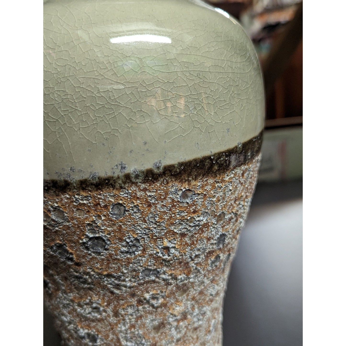 Sagebrook Home Decorative Ceramic Vase Green Mixture Textured Piece Crazing NEW