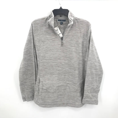 Karen Scott Women's Sport Fleece 1/4 Zip Sweater Long Sleeve Pockets Gray Medium