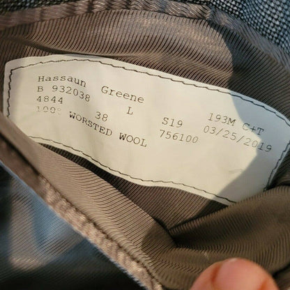 Hart Schaffner Marx 2 Button Windowpane Blazer 100% Worsted Wool Gray 38L