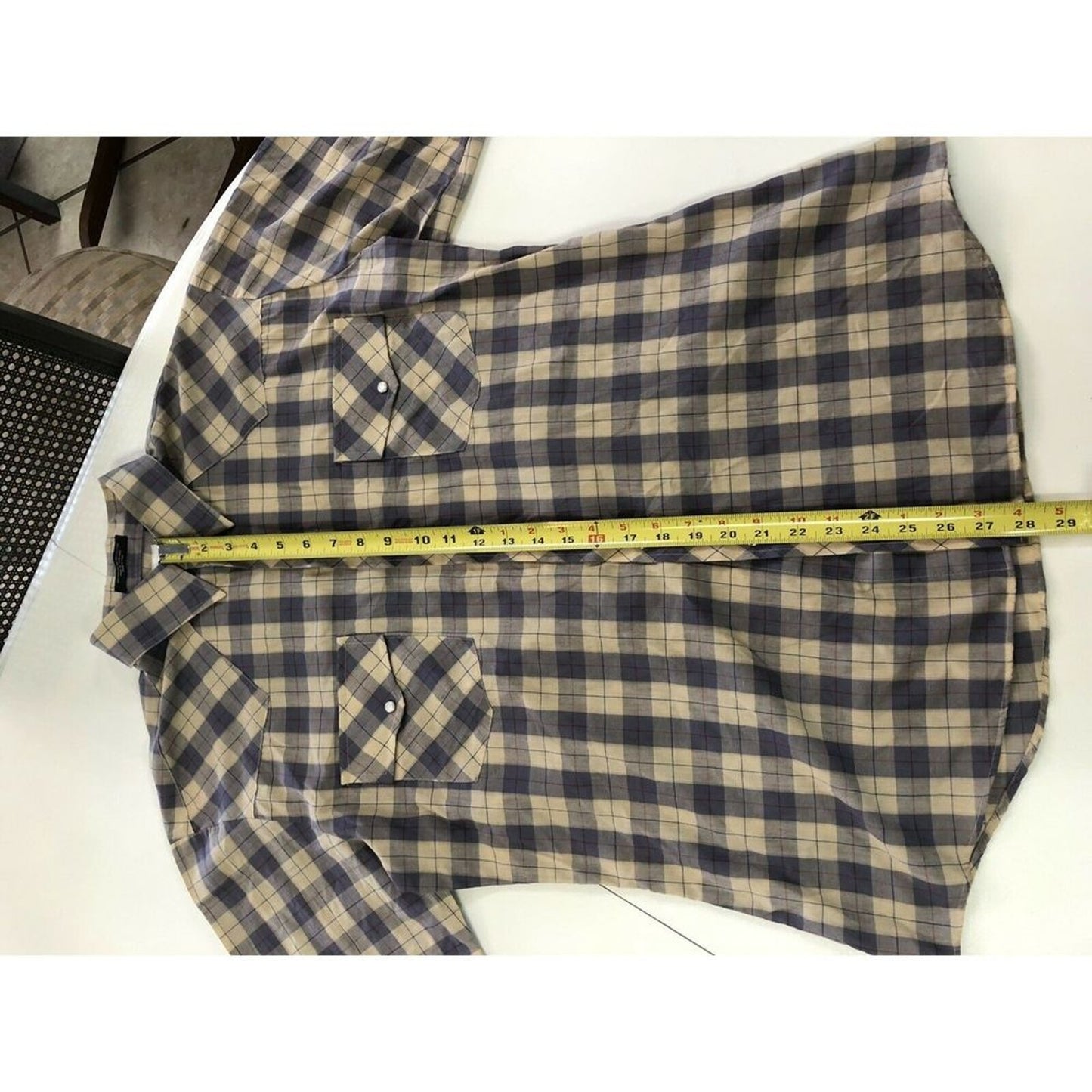 Holt Western Wear Shirt MEDIUM Pearl Snaps Rodeo Plaid Cowboy Vintage