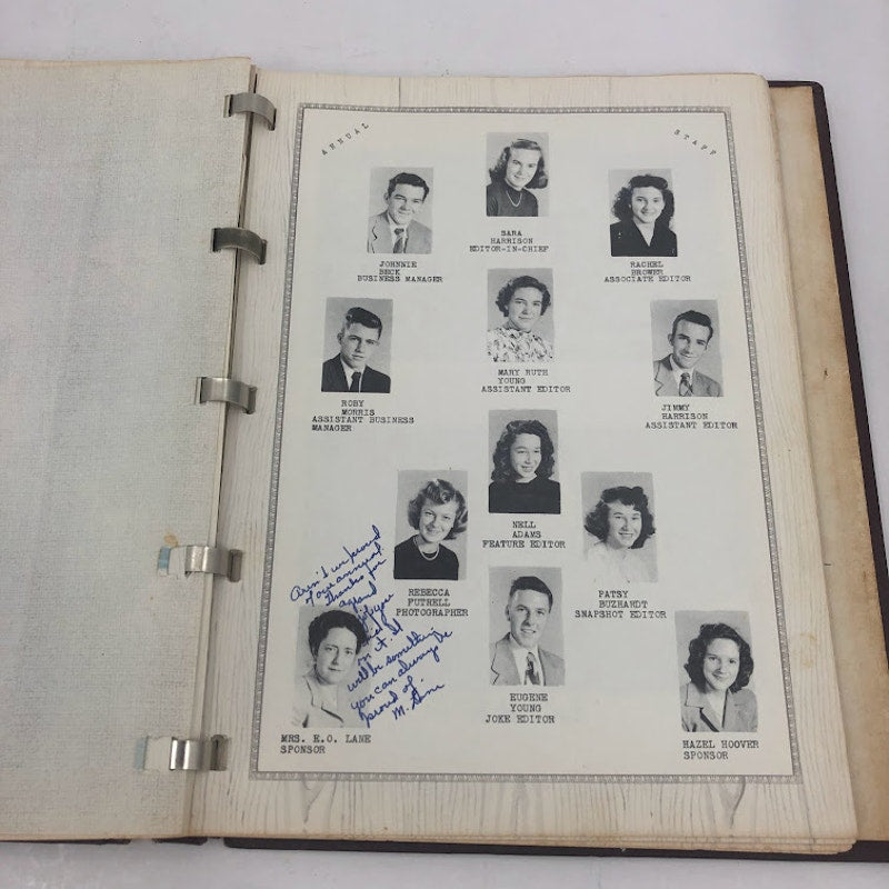 The Teenix 1949 Yearbook Denton North Carolina Sara Harrison Leather Ephemera