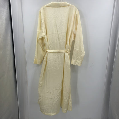 Mystique Intimates Embroidered Tie Waist Sleepwear Robe Long Sleeves Cream O/S