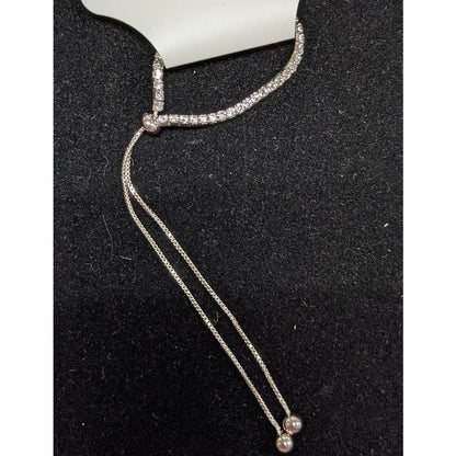 Savvy Cie Jewels Sterling Silver Lariat Tennis Bracelet MISSING ONE STONE Square