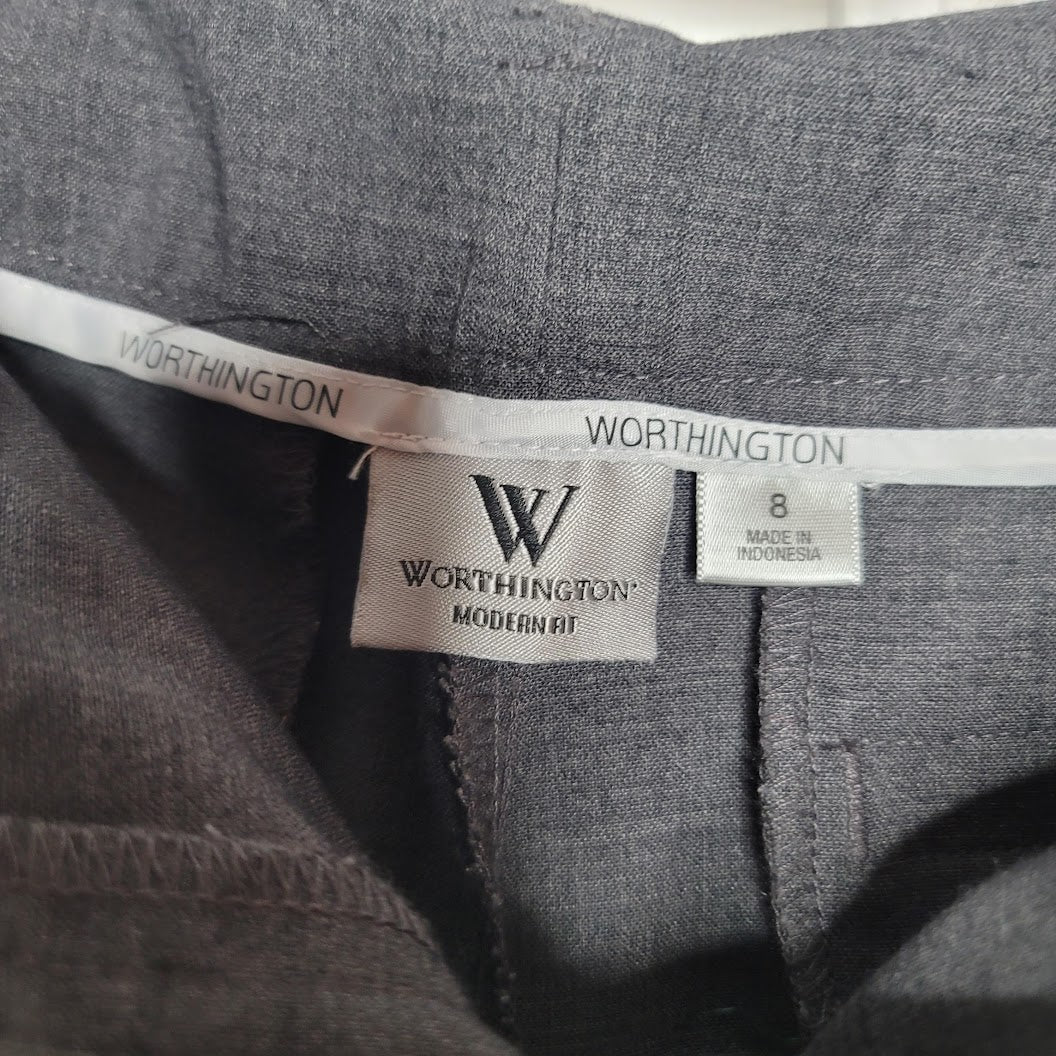 Worthington 1980s Size 8 Gray ultra wide cuffed pants 31" long high waisted