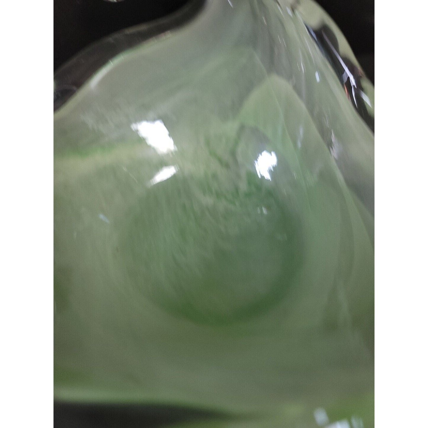 MURANO Hand Blown Art Glass CONSOLE FRUIT Bowl Green & White Swirl FREEFORM
