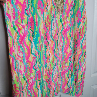 Lilly Pulitzer Dripping in Jewels Cadence Dress Gold Embroidered Back Zip XL