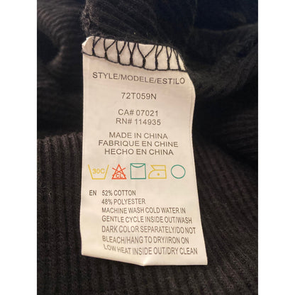 RDI Waffle Knit Kangaroo Pocket High Low Top Sz XL/Extra Large Black NWT