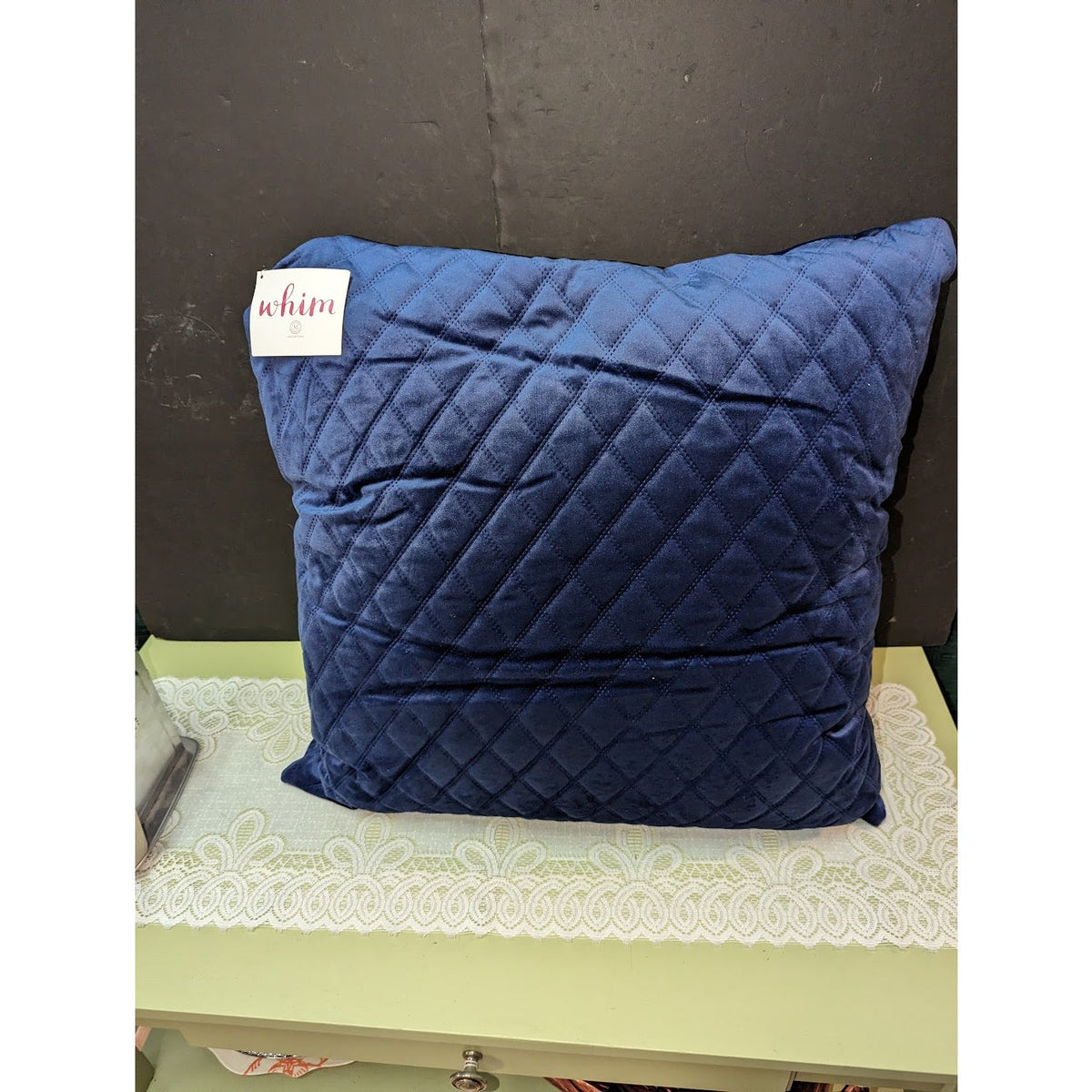 Martha Stewart Collection Velvet Square Decorative Pillow Navy European NEW