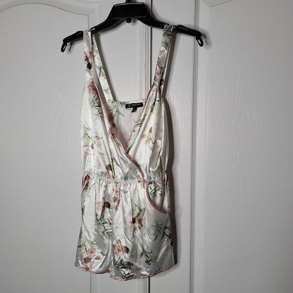 NWT INC Printed Contrast Trim Romper Sleeveless Size XSmall