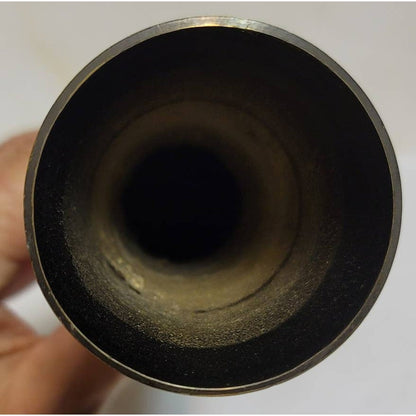 Vintage Indian Brass Metal Fluted Footed Vase Black Patina Etched Floral Pattern