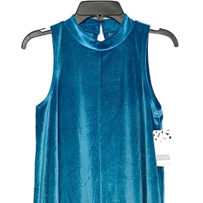 HARPER CANYON Kids' Sparkle Velour Dress XL Extra Large 14/16 Teal Ocean NWT