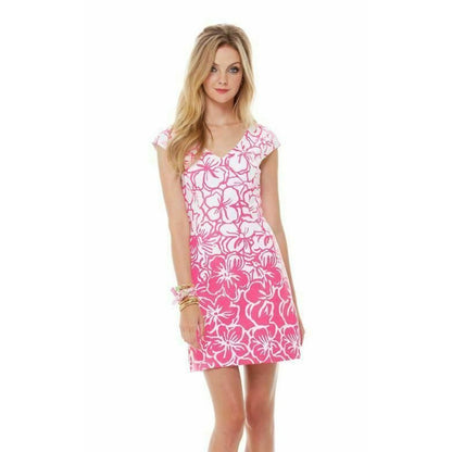 Lilly Pulitzer Women Desiree Cap Sleeve Sheath Dress Pink Strike a Posie Size XL