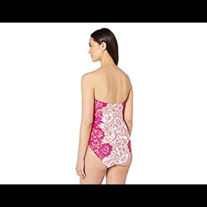 LRL Hawaiian Floral Strapless One Piece Swimsuit Bathing Swim Size 8 NO STRAPS