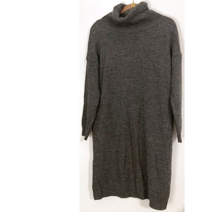 TOPSHOP Size 4 Turtleneck knit Sweater Dress cuff Long Sleeves Dark Gray Womens