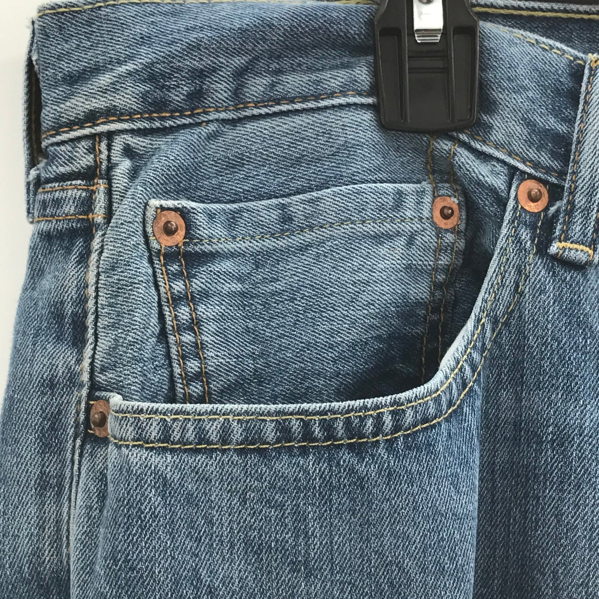 Levi Strauss & Co Straight Legs Denim Jeans Mid Rise Solid Blue Size 34