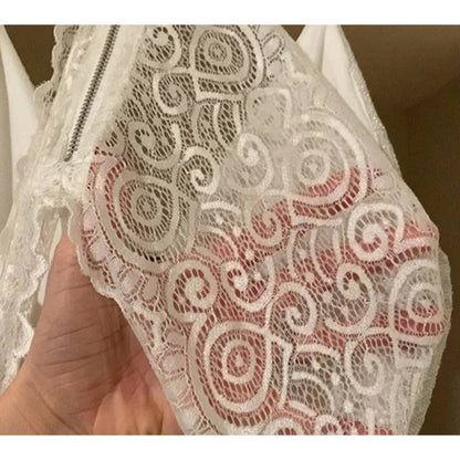 Love Nickie Lew Junior Glitter Knit Scallop Lace Back Dress Size Small Ivory NWT