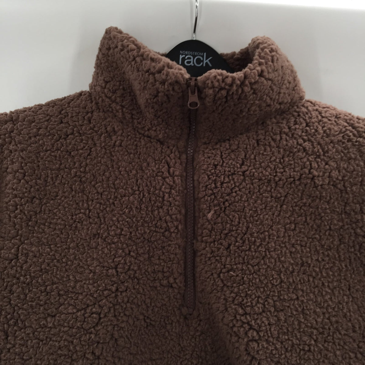 SAGE Collective Jetsetter Half Zip Faux Shearling Cropped Jacket Brown Large