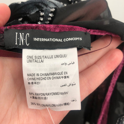 International Concepts Womens Scarf Floral Embroidered Lace Details Black Red OS