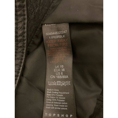 Topshop Crop Faux Leather Biker Jacket US Size 6 Black NWT Moto Silver Zippers