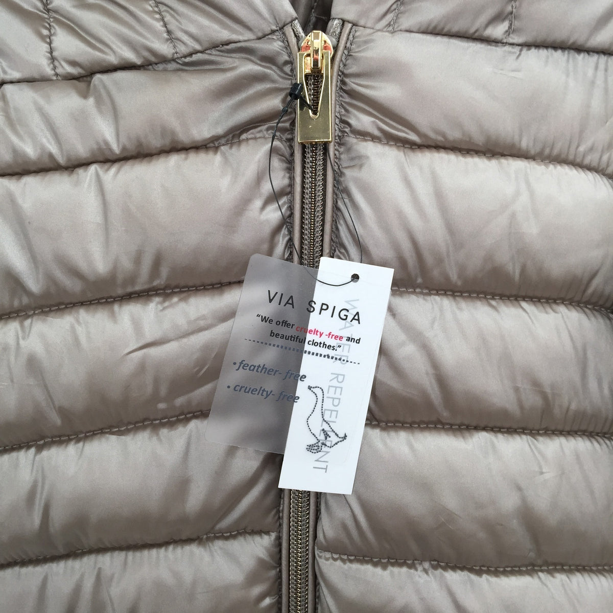 Via Spiga Packable Hooded Down Quilted Puffer Parka Coat Jacket Moonstone Small