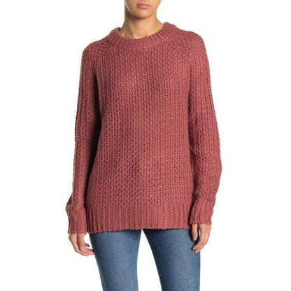 Modern Designer Novelty Stitch Pullover Sweater Long Raglan Sleeves Crew Neck XLarge