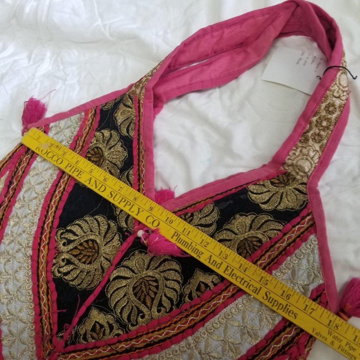Reclaimed Fabric Indian shoulder purse Gypsy Boho Hippy Bucket Bag 17" X 28" NEW