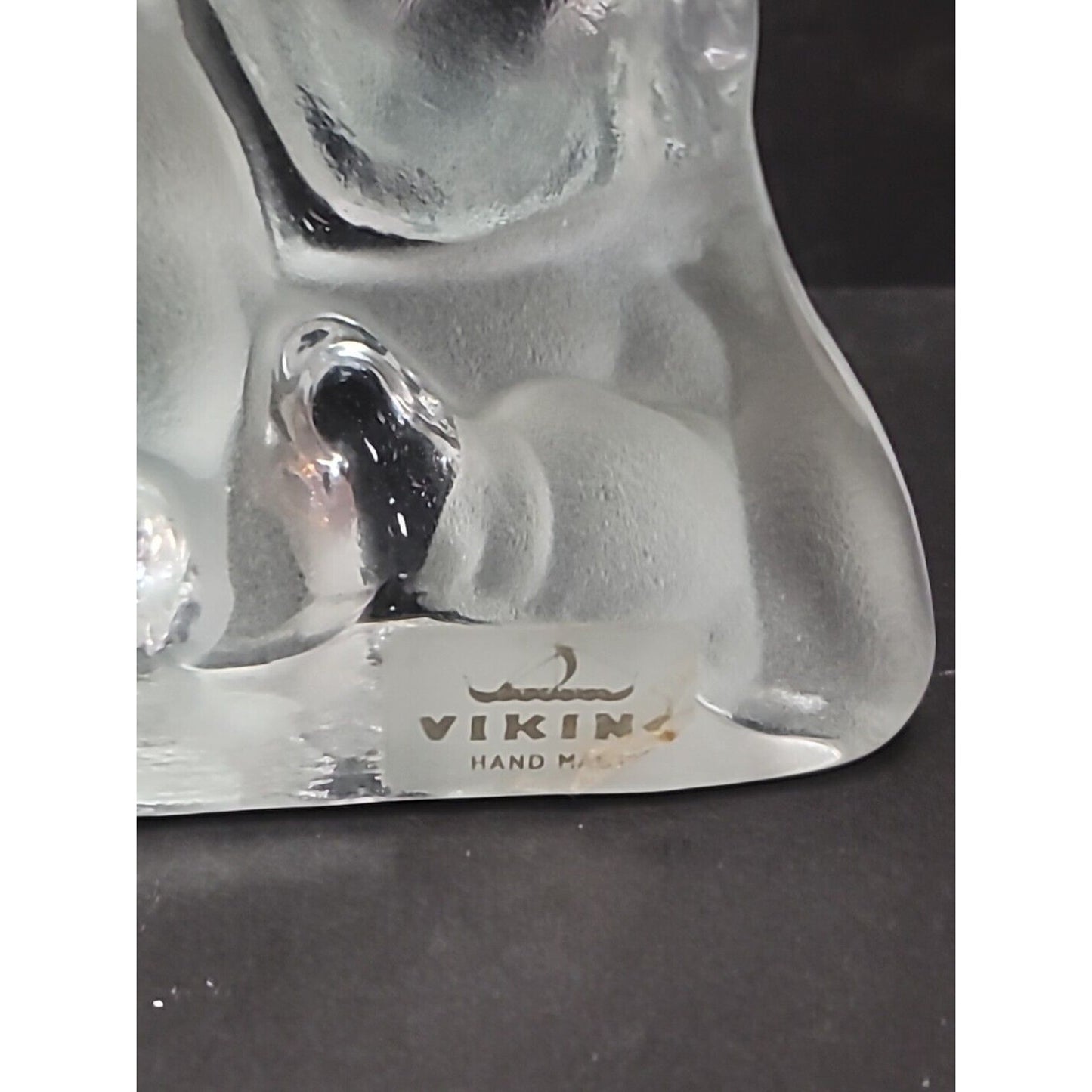 Vintage VIKING art glass paperweight Sculpted DOG flat back Bassett Hound