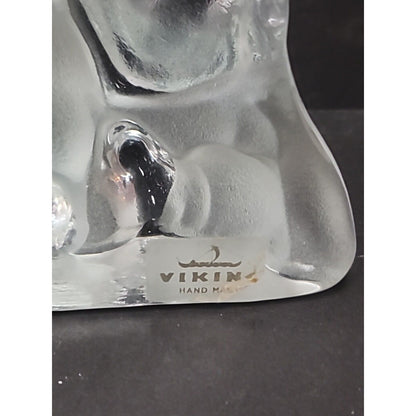 Vintage VIKING art glass paperweight Sculpted DOG flat back Bassett Hound