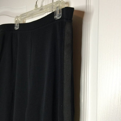 Garfield & Marks Tuxedo Stripe Wide Leg Dress Pant Elastic Waist Black Large