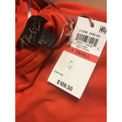 Thalia Sodi NWT Women’s Rich Coral Cold Shoulder Mesh V-neck Dress Size XSmall