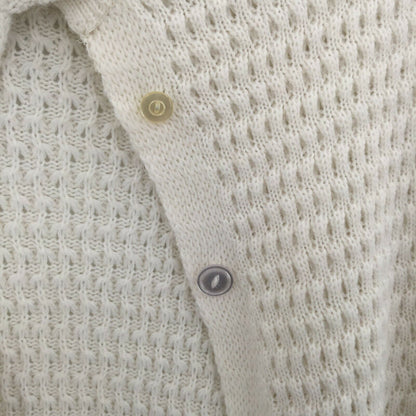 Vintage Women's Ivory Knit Poncho Shawl Cardigan Sweater Round Neck