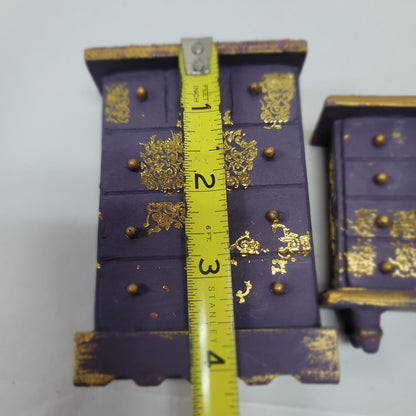 Handpainted Doll Furniture chest of drawers dresser purple gold BOHO Punk funky