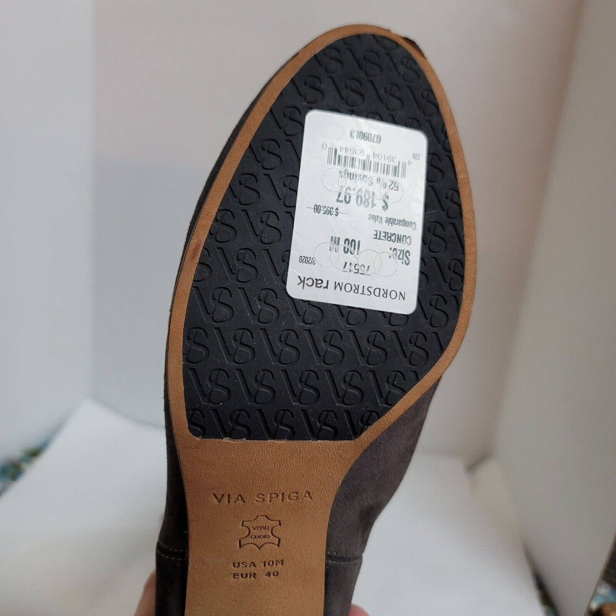 Via Spiga Tall Dark Gray boots Size 10 desi Block Heel Concrete Pull Up Suede