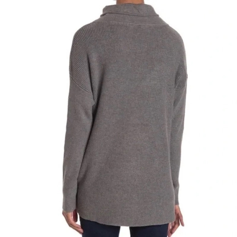 Devotion by Cyrus Long Sleeve Rib Cowl Mock Pullover Sweater Sz Small Gray NWT