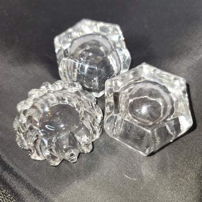 Lot of 3 mini glass crystal salt cellars tableware cut